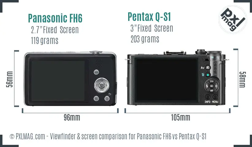 Panasonic FH6 vs Pentax Q-S1 Screen and Viewfinder comparison