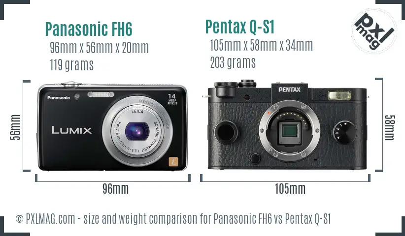 Panasonic FH6 vs Pentax Q-S1 size comparison