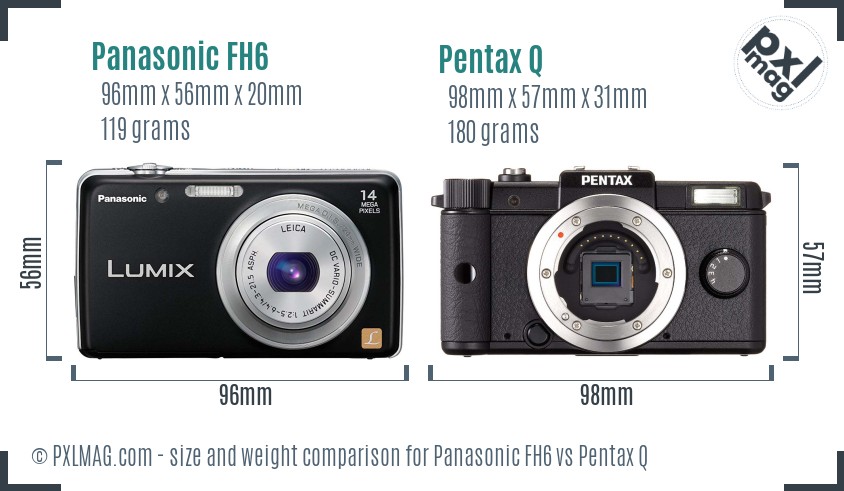 Panasonic FH6 vs Pentax Q size comparison