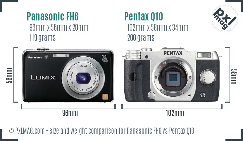 Panasonic FH6 vs Pentax Q10 size comparison