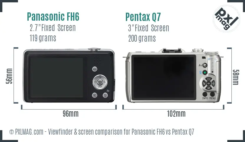 Panasonic FH6 vs Pentax Q7 Screen and Viewfinder comparison