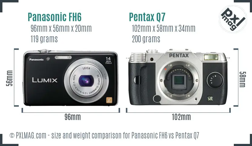 Panasonic FH6 vs Pentax Q7 size comparison
