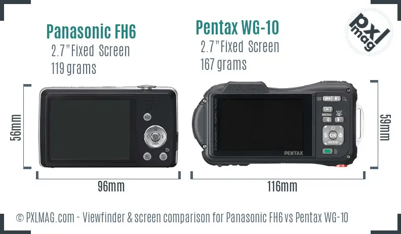 Panasonic FH6 vs Pentax WG-10 Screen and Viewfinder comparison