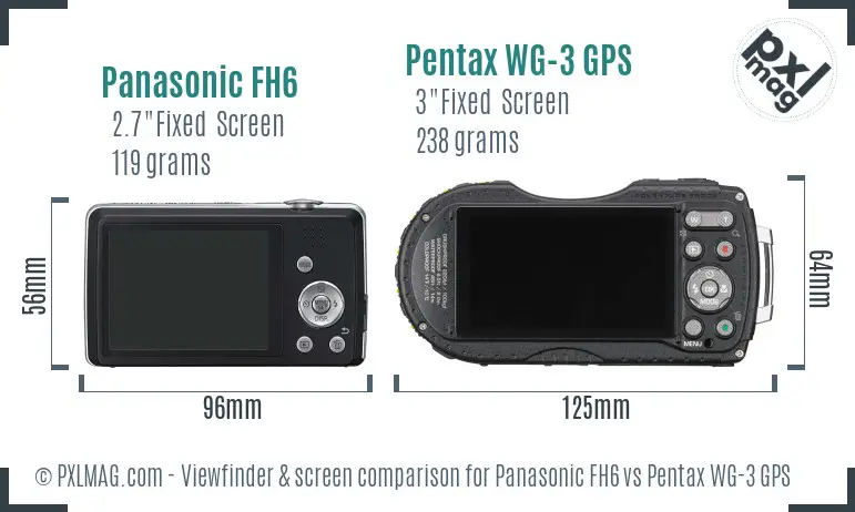 Panasonic FH6 vs Pentax WG-3 GPS Screen and Viewfinder comparison