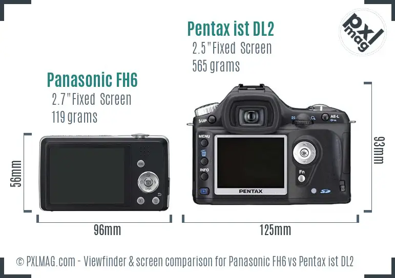 Panasonic FH6 vs Pentax ist DL2 Screen and Viewfinder comparison
