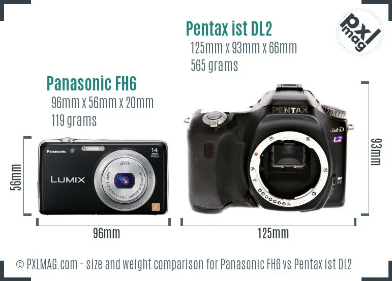 Panasonic FH6 vs Pentax ist DL2 size comparison