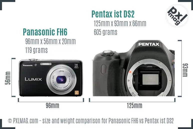 Panasonic FH6 vs Pentax ist DS2 size comparison