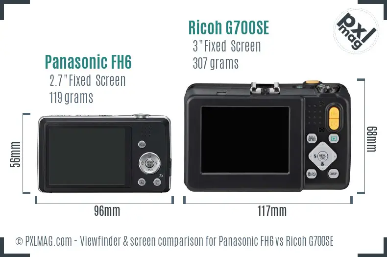 Panasonic FH6 vs Ricoh G700SE Screen and Viewfinder comparison