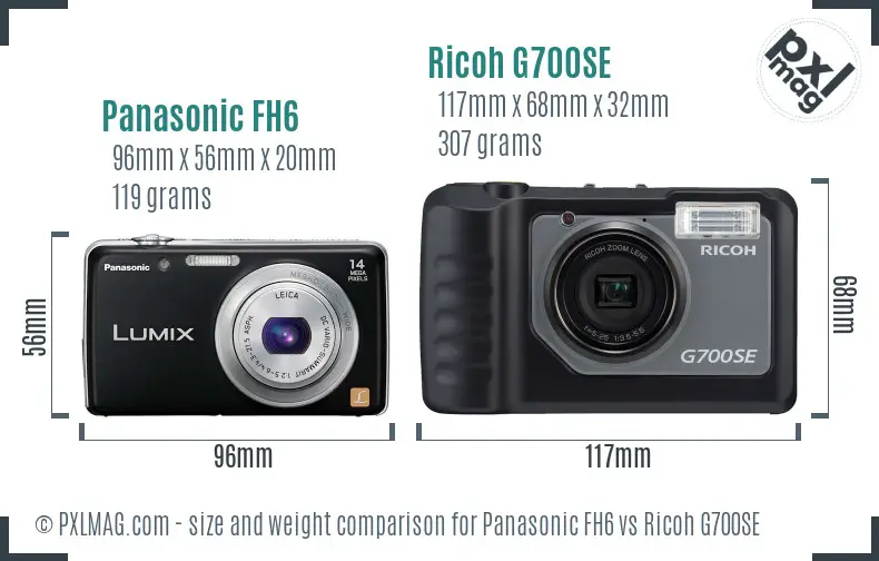 Panasonic FH6 vs Ricoh G700SE size comparison