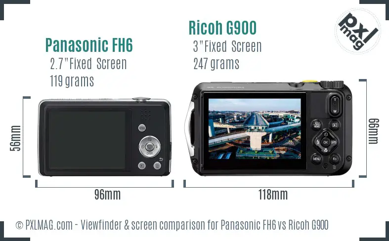 Panasonic FH6 vs Ricoh G900 Screen and Viewfinder comparison