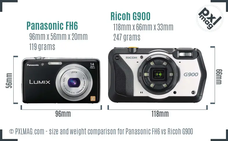 Panasonic FH6 vs Ricoh G900 size comparison