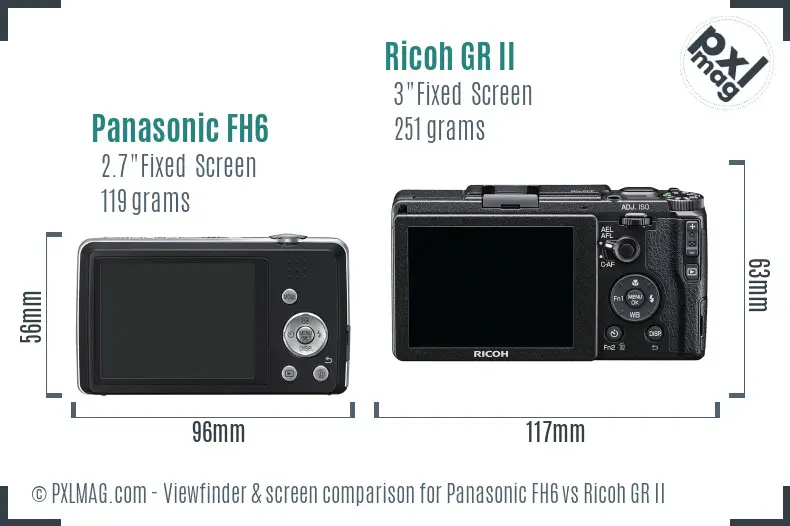 Panasonic FH6 vs Ricoh GR II Screen and Viewfinder comparison