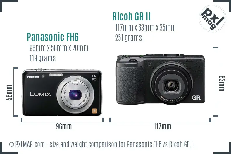 Panasonic FH6 vs Ricoh GR II size comparison