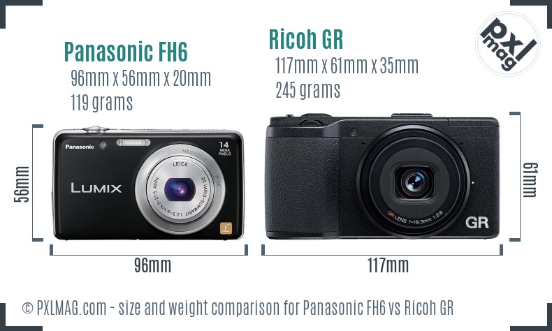 Panasonic FH6 vs Ricoh GR size comparison