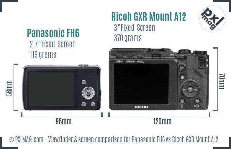 Panasonic FH6 vs Ricoh GXR Mount A12 Screen and Viewfinder comparison