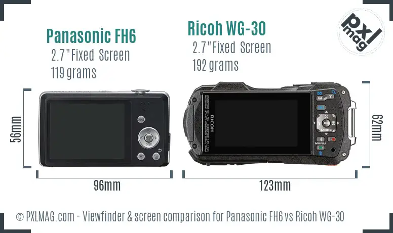 Panasonic FH6 vs Ricoh WG-30 Screen and Viewfinder comparison Panasonic FH6 vs Ricoh WG-30 Screen and Viewfinder comparison