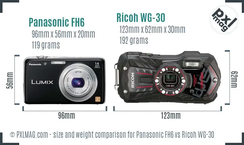 Panasonic FH6 vs Ricoh WG-30 size comparison Panasonic FH6 vs Ricoh WG-30 size comparison