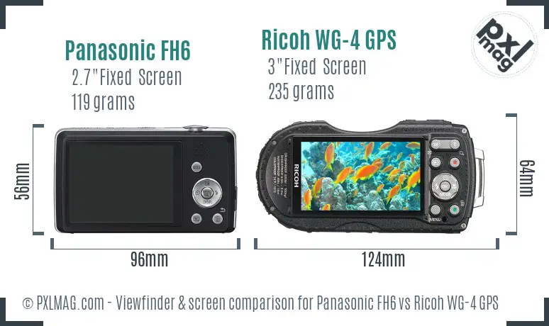 Panasonic FH6 vs Ricoh WG-4 GPS Screen and Viewfinder comparison