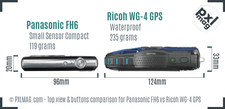 Panasonic FH6 vs Ricoh WG-4 GPS top view buttons comparison