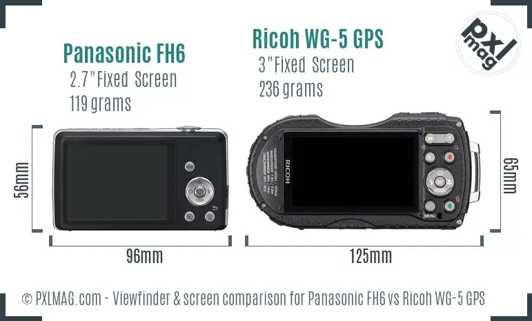 Panasonic FH6 vs Ricoh WG-5 GPS Screen and Viewfinder comparison