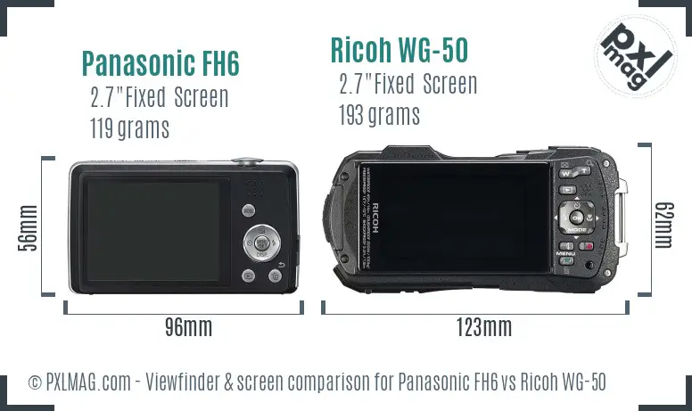 Panasonic FH6 vs Ricoh WG-50 Screen and Viewfinder comparison
