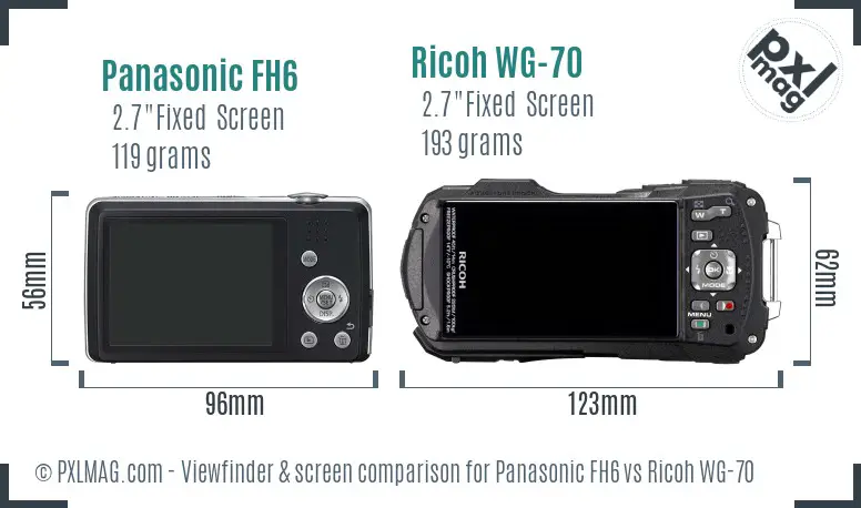 Panasonic FH6 vs Ricoh WG-70 Screen and Viewfinder comparison