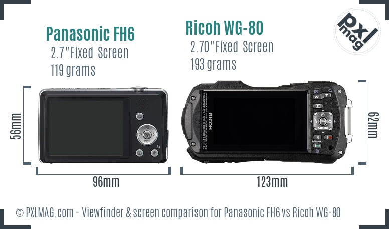 Panasonic FH6 vs Ricoh WG-80 Screen and Viewfinder comparison
