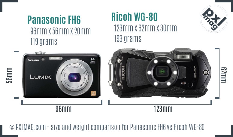 Panasonic FH6 vs Ricoh WG-80 size comparison Panasonic FH6 vs Ricoh WG-80 size comparison