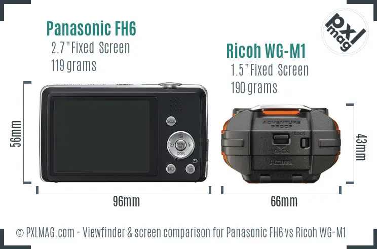 Panasonic FH6 vs Ricoh WG-M1 Screen and Viewfinder comparison