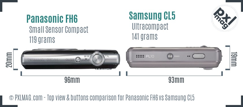 Panasonic FH6 vs Samsung CL5 top view buttons comparison