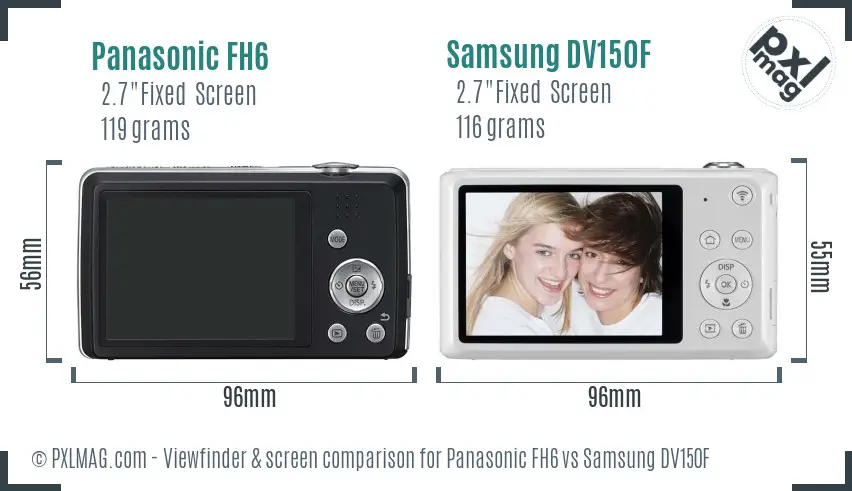 Panasonic FH6 vs Samsung DV150F Screen and Viewfinder comparison