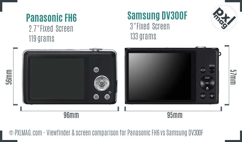 Panasonic FH6 vs Samsung DV300F Screen and Viewfinder comparison
