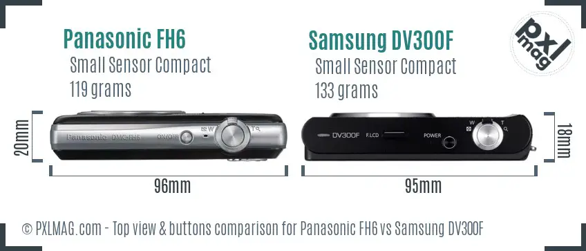 Panasonic FH6 vs Samsung DV300F top view buttons comparison