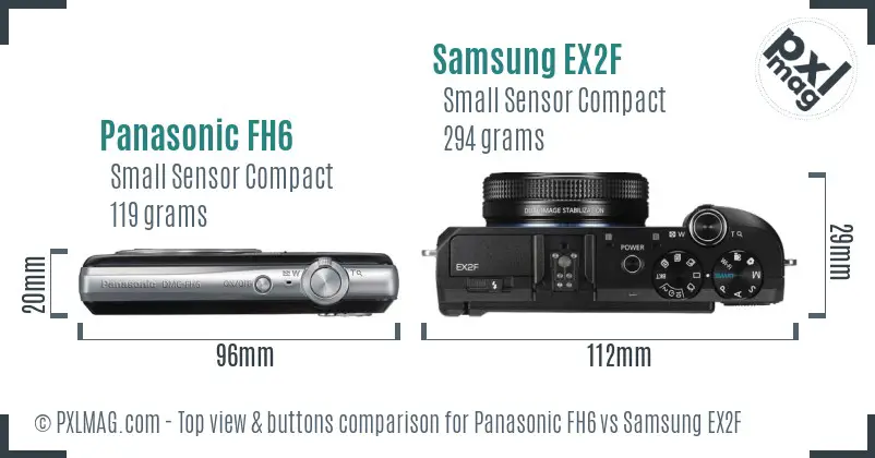 Panasonic FH6 vs Samsung EX2F top view buttons comparison