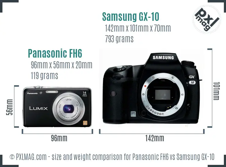 Panasonic FH6 vs Samsung GX-10 size comparison