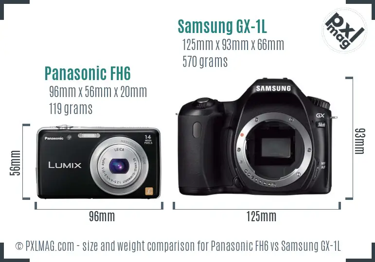 Panasonic FH6 vs Samsung GX-1L size comparison