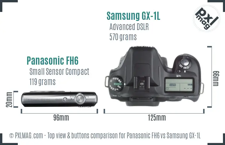 Panasonic FH6 vs Samsung GX-1L top view buttons comparison