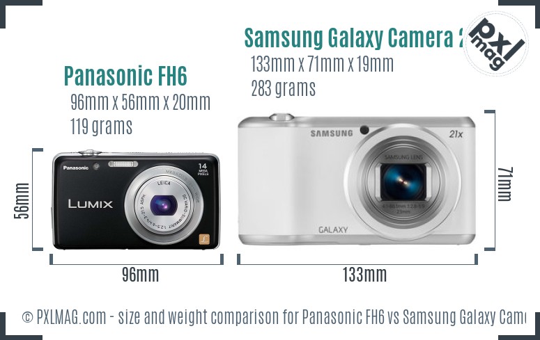 Panasonic FH6 vs Samsung Galaxy Camera 2 size comparison