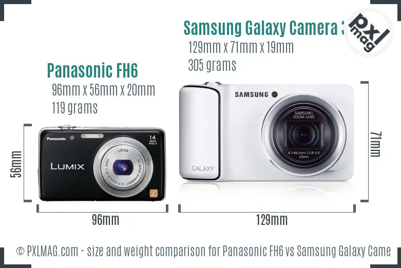 Panasonic FH6 vs Samsung Galaxy Camera 3G size comparison