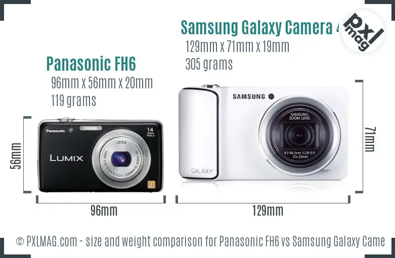 Panasonic FH6 vs Samsung Galaxy Camera 4G size comparison