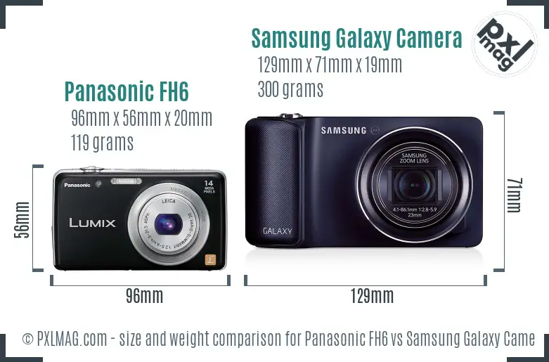 Panasonic FH6 vs Samsung Galaxy Camera size comparison