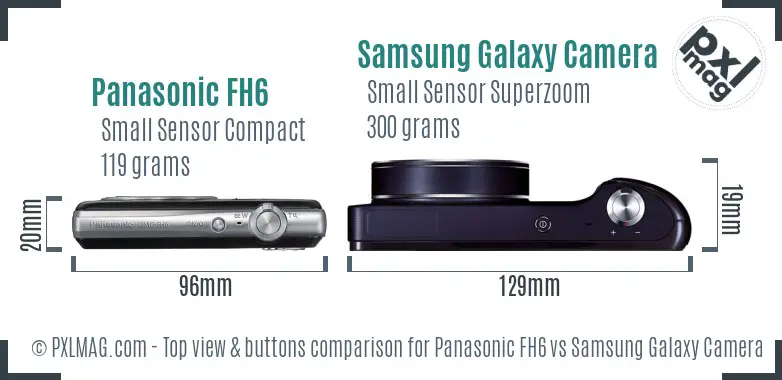 Panasonic FH6 vs Samsung Galaxy Camera top view buttons comparison