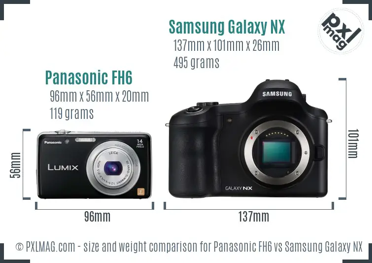 Panasonic FH6 vs Samsung Galaxy NX size comparison