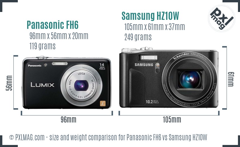 Panasonic FH6 vs Samsung HZ10W size comparison