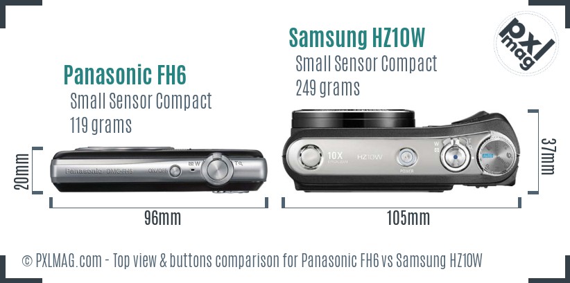 Panasonic FH6 vs Samsung HZ10W top view buttons comparison