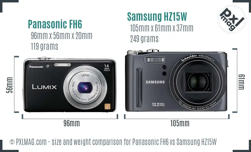 Panasonic FH6 vs Samsung HZ15W size comparison