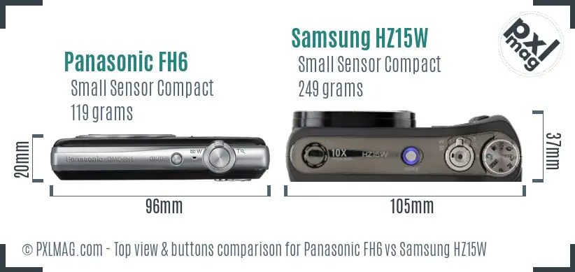 Panasonic FH6 vs Samsung HZ15W top view buttons comparison