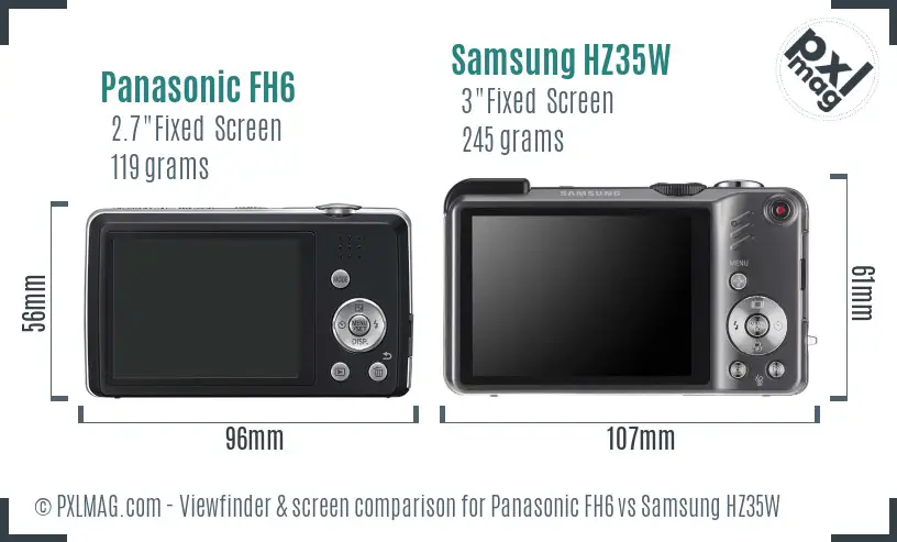 Panasonic FH6 vs Samsung HZ35W Screen and Viewfinder comparison