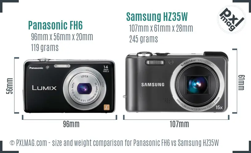 Panasonic FH6 vs Samsung HZ35W size comparison