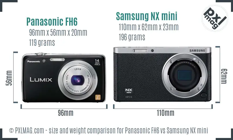Panasonic FH6 vs Samsung NX mini size comparison